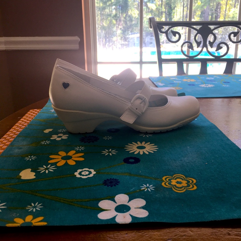 White Mary Jane style pillow top nurse mates worn once for nursing graduation